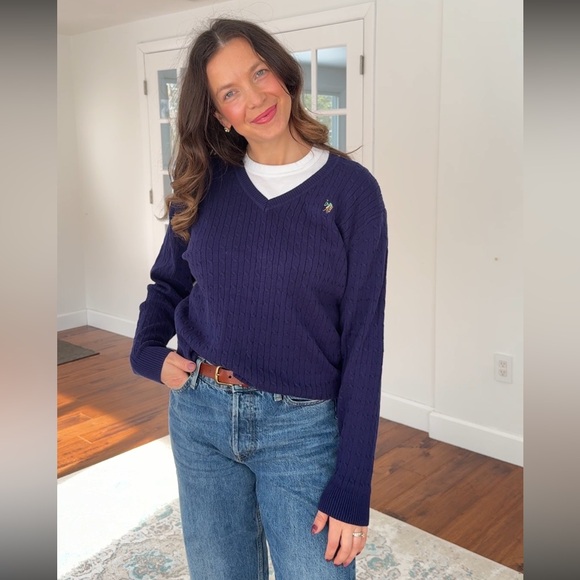 US Polo Assn. Women’s Mini Cable V-Neck Lightweight Sweater Size XL - Picture 2 of 9